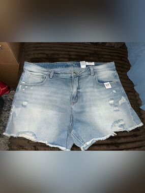 Light Blue Distressed Denim Shorts - Size 3.5
